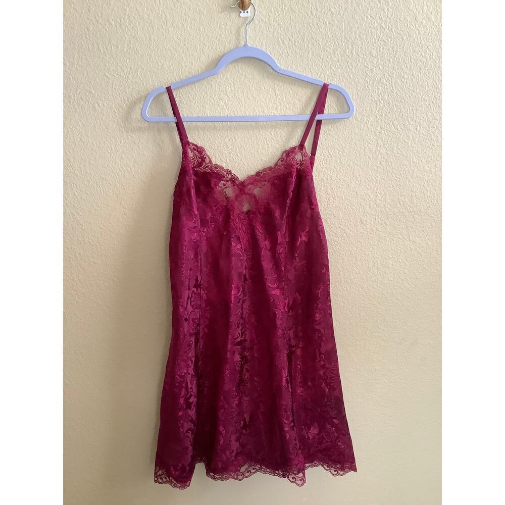 Victoria Secret Women's Vintage Gold Label Burgundy Nightie Sz L